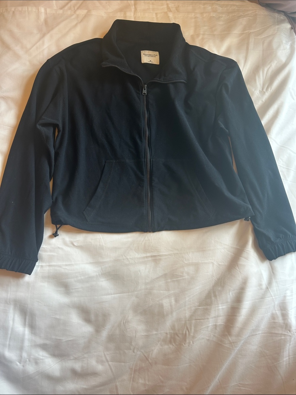 Abercrombie & Fitch Black Zip-Up Bomber Fleece